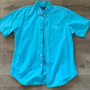 Ralph Lauren Bright Turquoise Short-Sleeve Button-Down Shirt